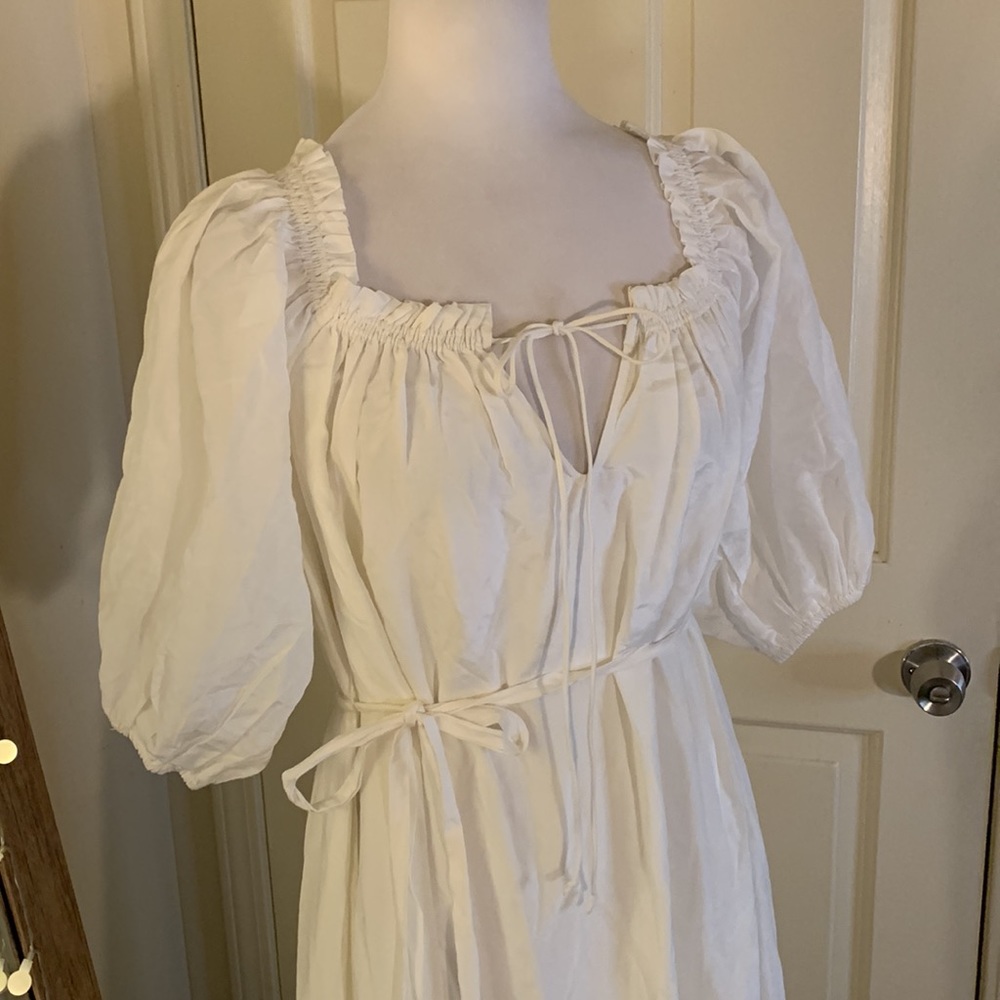 Anthropologie Off-The-Shoulder Silk Peasant Dress - Picture 7 of 15